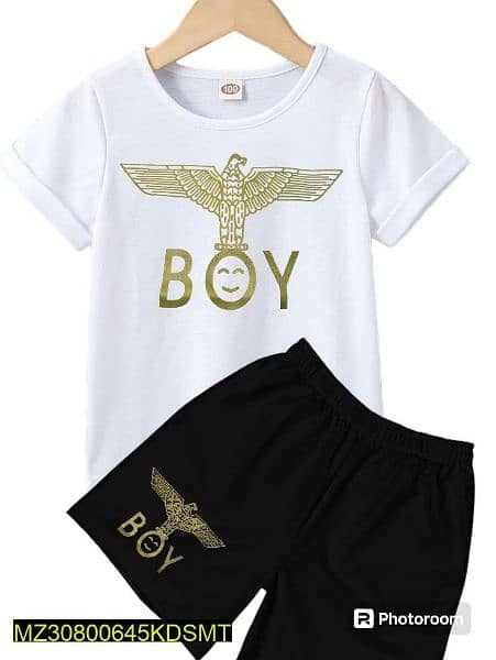 boys cotton printed T shirt And shorts set 2