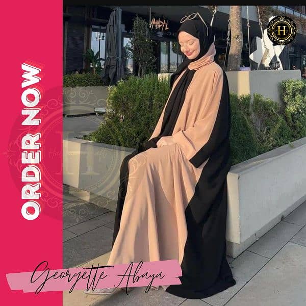 Georgette Plain Abaya with Stoller 1