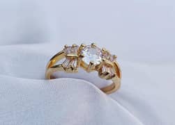 Modern design 1 Carat Gold Plated zircon Anniversary ring 0