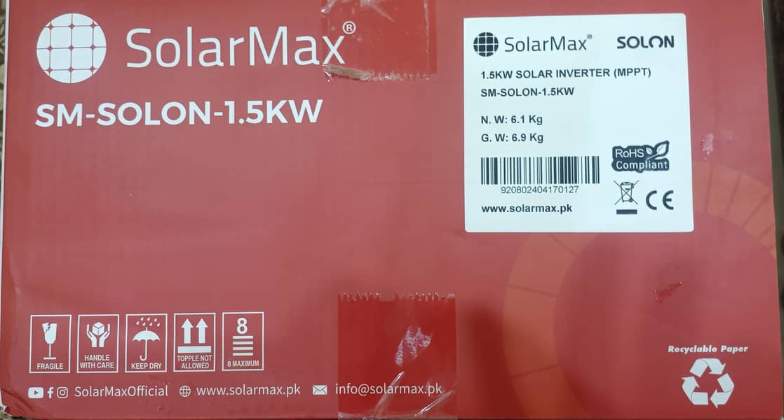 SolarMax Solon 1.5KW.  PV3000. Wifi, Net-Metering. Box Pack. 5Y Wranti 1