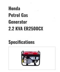 Honda ER2500CX 2.2 KVA Petrol Generator – Great Condition!