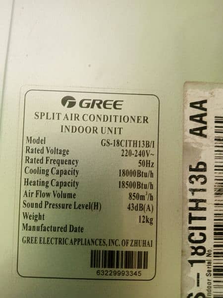 gree AC 1.5 ton DC inverter-0323-48-11-0-11- 2