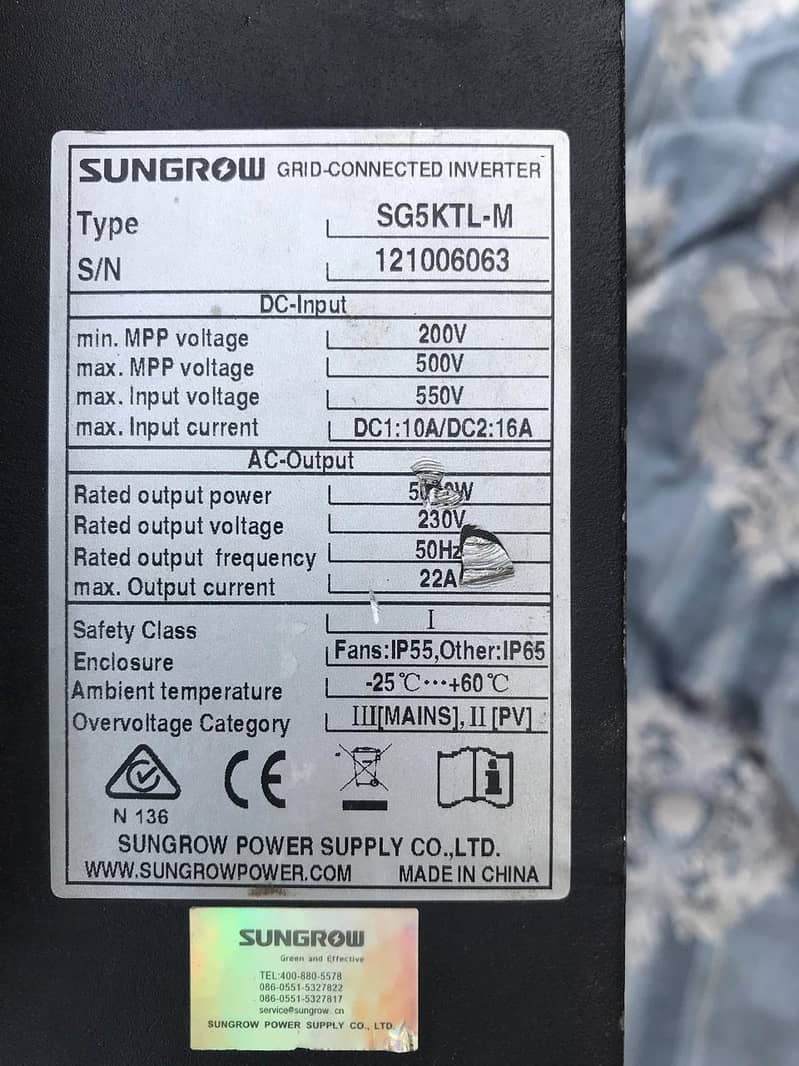 SUNGROW MODEL SG5KTL-M 0