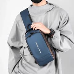 Men's Anti-Theft Sling Bag with USB Charging Chest Bag