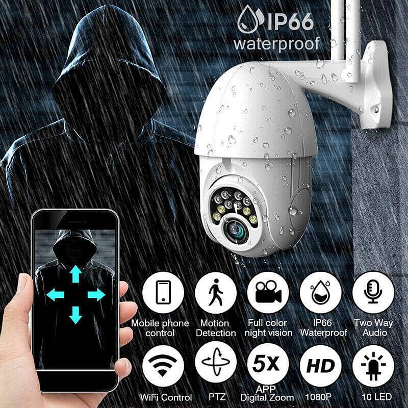 Wifi Outdoor PTZ Camera with Colored Night Vision Ip66 5x with 10 led 0