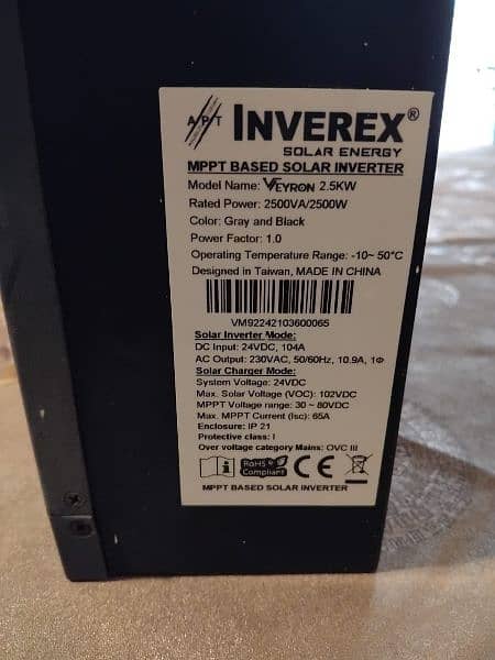 Inverex solar inverter slightly used 2.5 kw 3