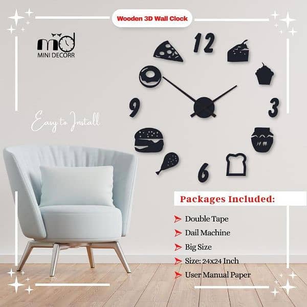 Beautiful Food Digital Wood Wall Clock 1