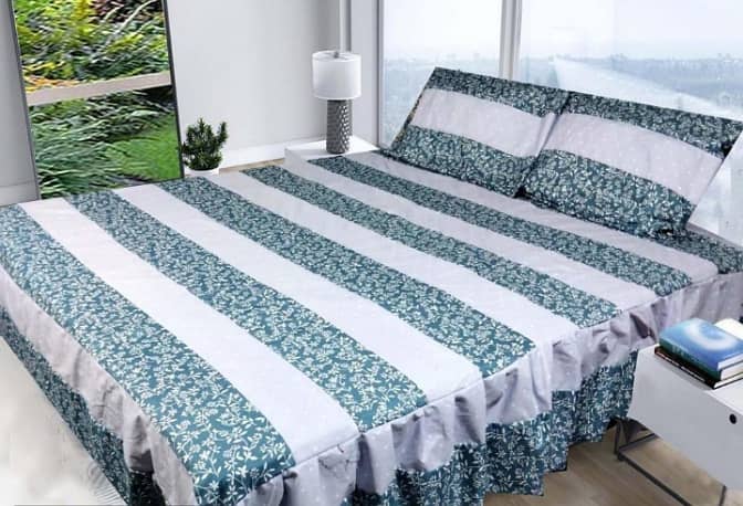 3 Pcs Cotton Printed King Size Bedsheet 4