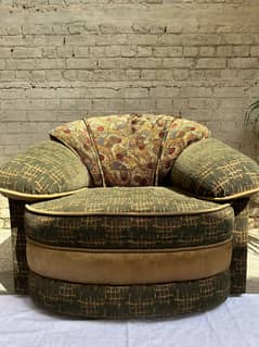 Green & Gold One-Seater Sofa 0