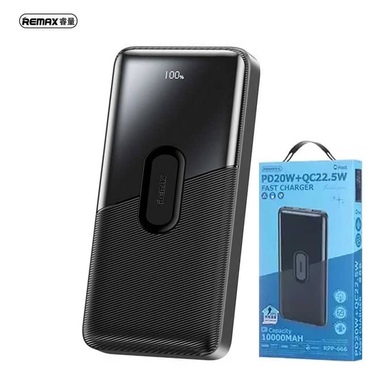 REMAX RPP-666 PD20W+QC22.5W FAST CHARGING POWER BANK 10000MAH BLACK 0