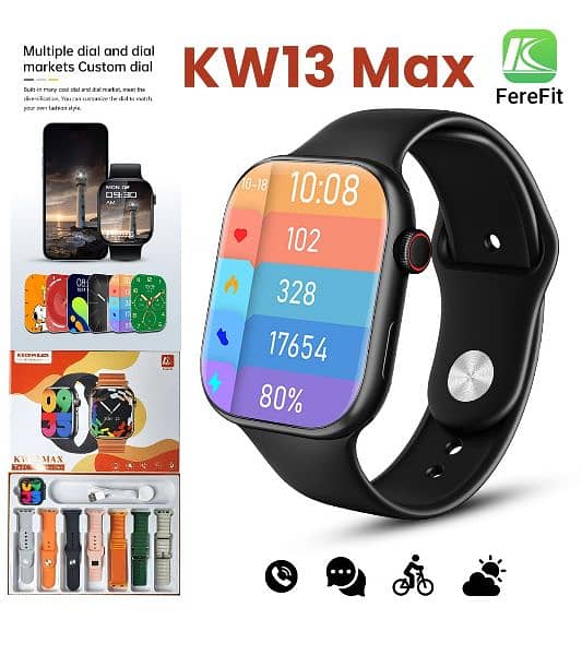 Series 9 KW13 max Smartwatch HD display with 7 straps 0