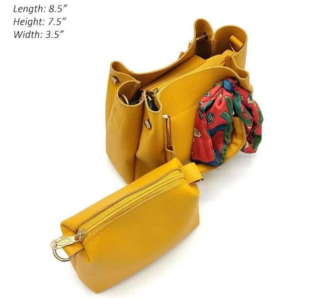 Women's PU leather Plain Hand bag SET 1