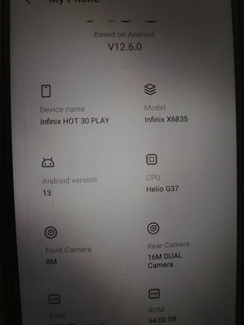 infinix hot 30i  4/64 6000mah 1