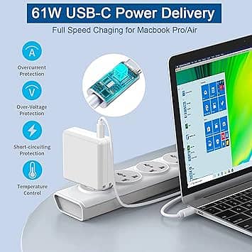 Replacement Mac Book Pro Charger, 61W USB C Power Adapter Laptop Char 4