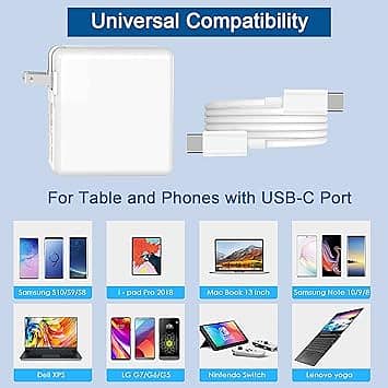 Replacement Mac Book Pro Charger, 61W USB C Power Adapter Laptop Char 6