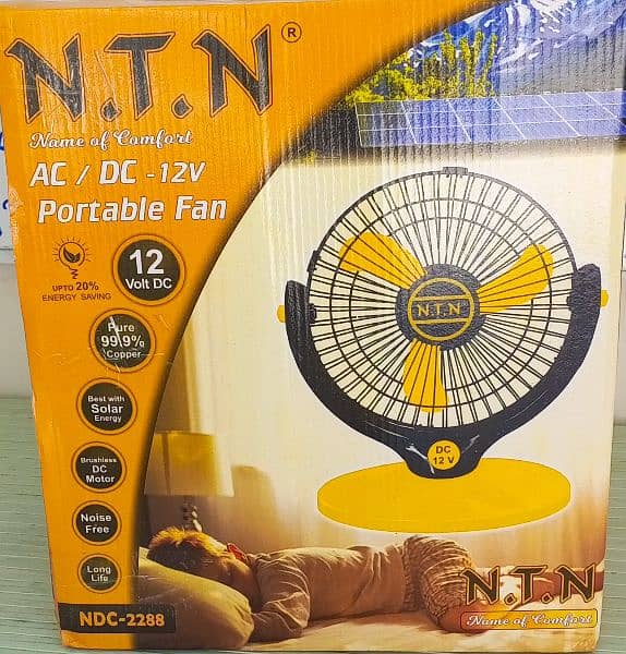 AC/ DC - 12V Portable Charging Fan 0