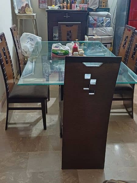 Wooden Dining Table with Glass Top (6 Chairs Included) 2