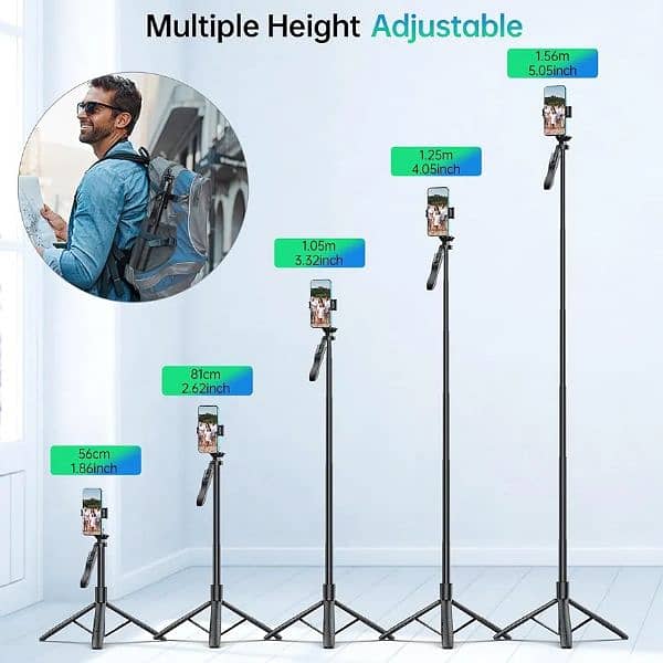 62 Inch Selfie Stick Tripod with Remote Brand New Box less 3