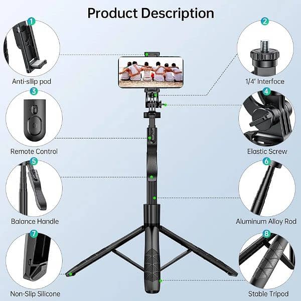 62 Inch Selfie Stick Tripod with Remote Brand New Box less 4