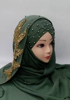 Woman's fancy pearl chiffon Hijab