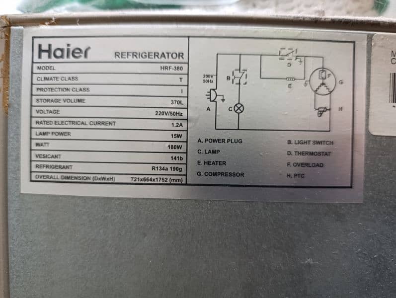 Full Size 370 Liter refrigerator Hair Star Model energy efficient 3