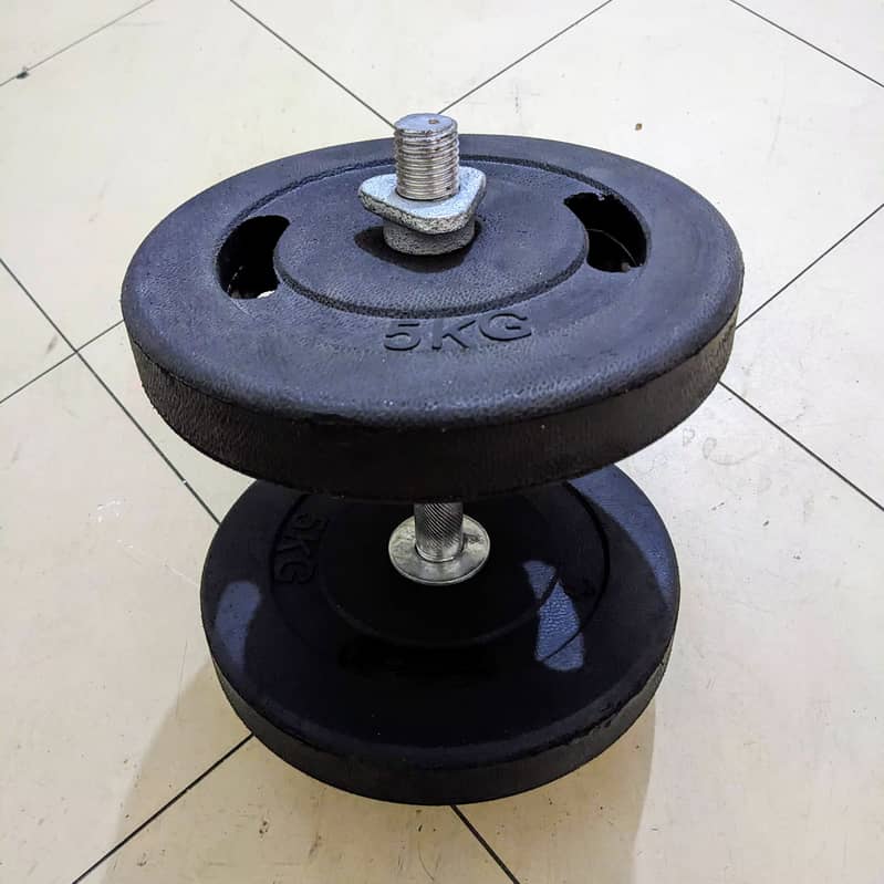 High Quality Rubber Coated Dumbbells Weight plates Ironrod Barbell bar 2