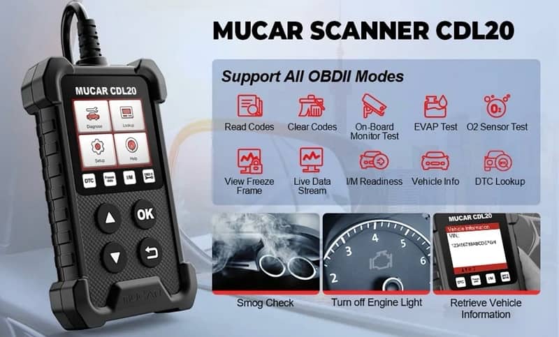 MUCAR CDL20 Universal OBD2 Scanner 5