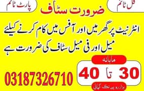 Male and female staff required for online and office work