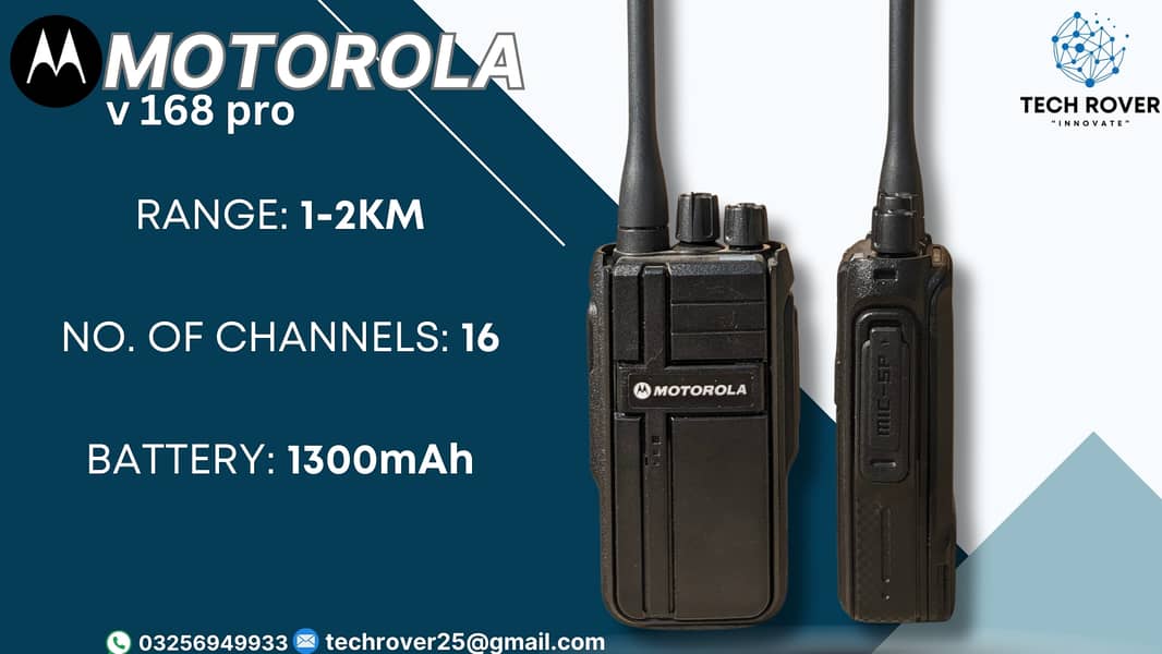 Walkie Talkie | Motorola | V168 Pro | Wireless | Two Way Radio 0