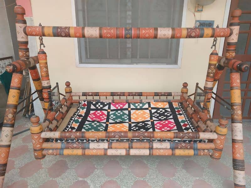 Handcrafted Traditional Wooden Jhoola (Swing) for Sale 2