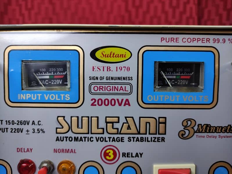 Sultani 2000 Watts VA Automatic Voltage Stabilizer Stabiliser Copper 1