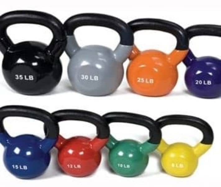 RUBBER HEX DUMBELL 6kg & RUBBER PLATE & KETTLE BELL 1