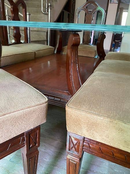 Dining table / 8 seater dining table /wooden table with glass top 1