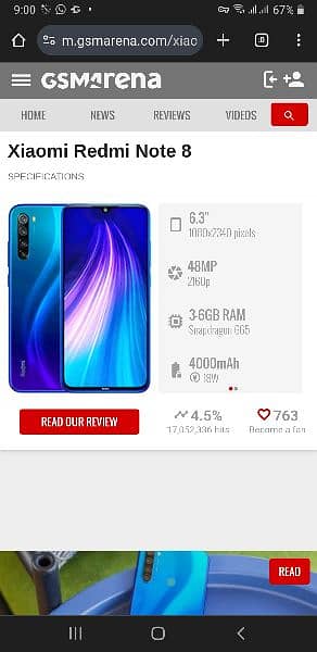 Redmi Xiaomi Note 8 used 4/64 13