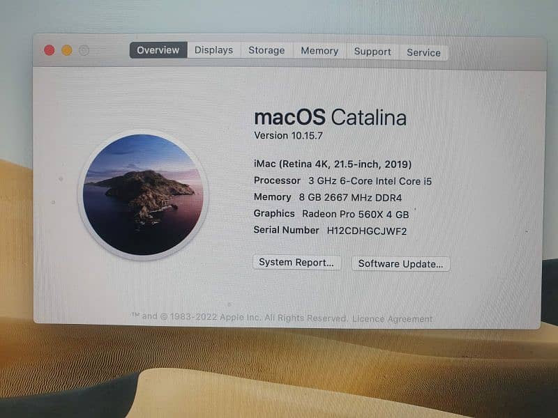 Apple iMac Ratina 4k 8GB /256GB i5 0