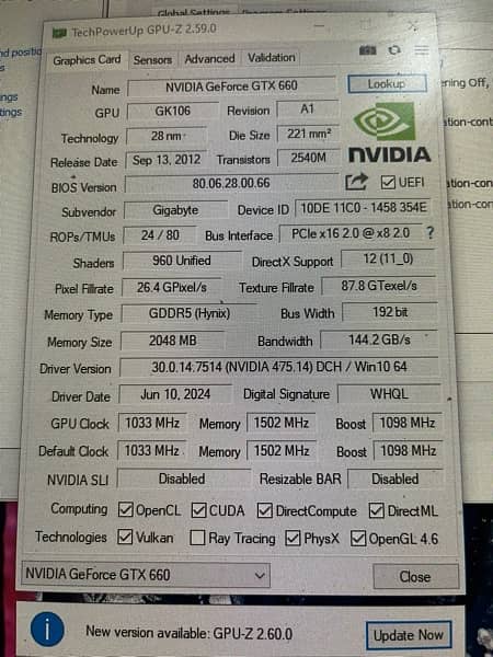 nvidia geforce 660 2gb ddr2 192bit 5