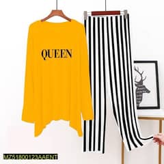 2 Pcs Woman's stitched sleepwear yellow queen