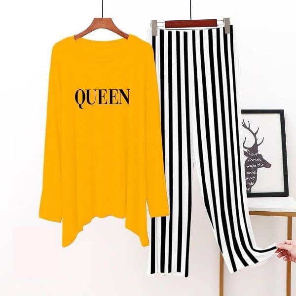 2 Pcs Woman's stitched sleepwear yellow queen 1