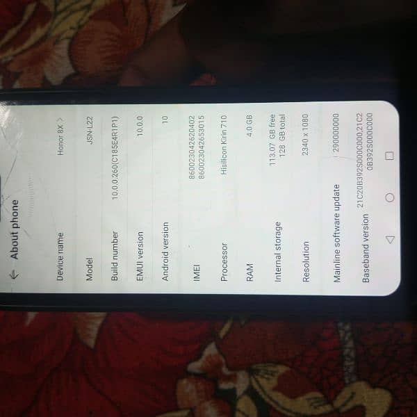 Huawie honor 8x 4/128 with orignal charger bck front camera me dust ha 4