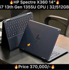 HP Spectre X360 14” i7 13th Gen 1355U CPU 32GB 512GB