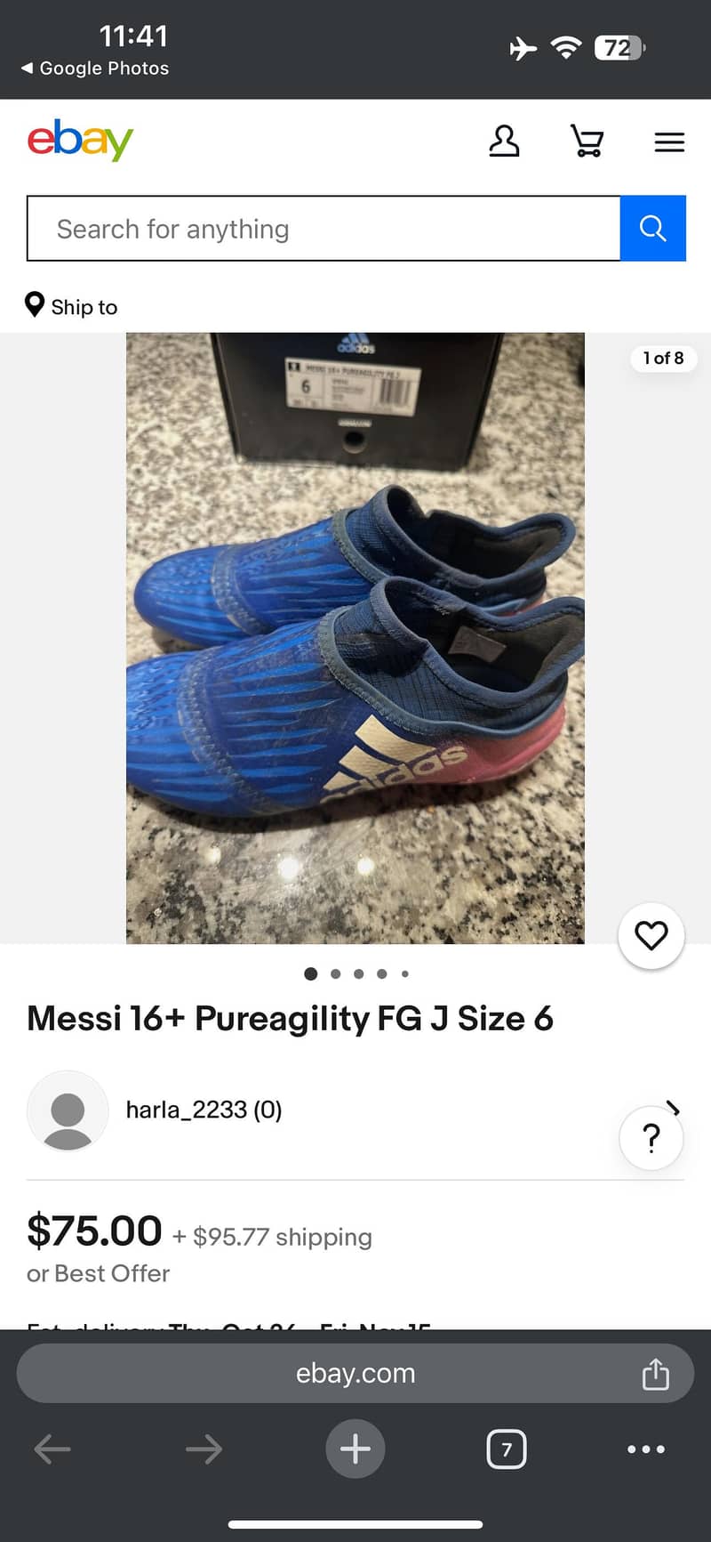 Messi Tango X Grippers Original UK 11, US 11.5, Euro 46 5