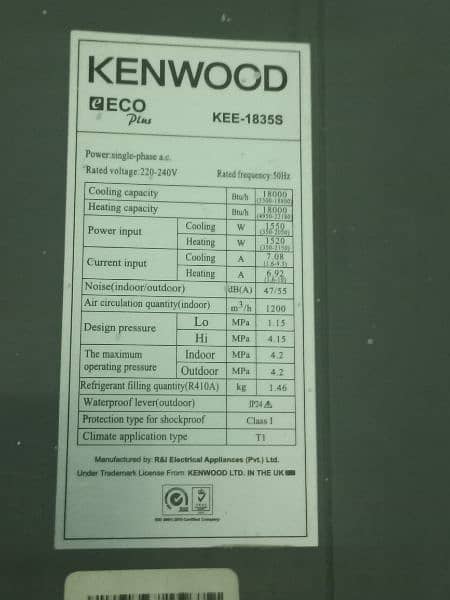 Kenwood Eco Plus inverter AC 1.5 ton 1