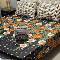 3 pcs cotton salonica printed double bedsheet