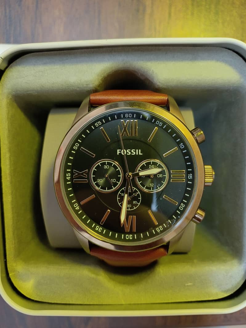 (Brand New) Fossil Chronograph Brown Leather Watch 0