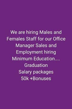 We are Hiring Males and females