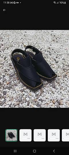 JEFSPOT-MEN'S HANDMADE NEW PESHAWARI CHAPPAL IN BLACK