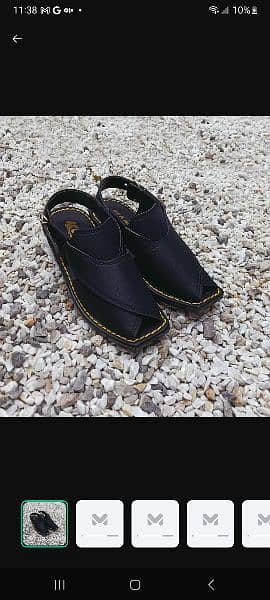 JEFSPOT-MEN'S HANDMADE NEW PESHAWARI CHAPPAL IN BLACK 0