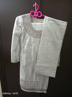 silver dress heavy embroided