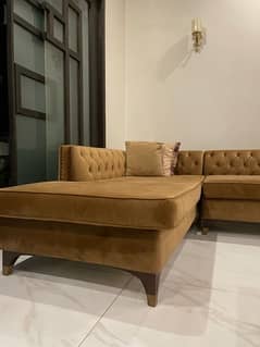 L shape Velvet Sofa Set