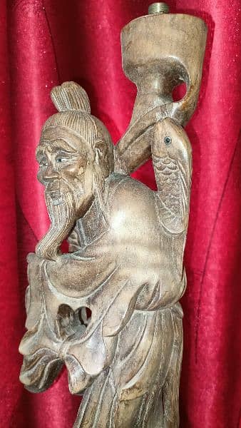 Chinese Wooden lamp Sculpture hand carved for sale 2